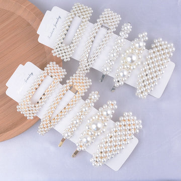 5Pcs/Set Fashion Pearl Hair Clip Snap Button Hair Pins for Women Sweet Pearl Hairpin Hair Clips Jewelry Lady Barrette Stick daiiibabyyy